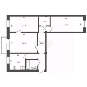 3-к квартира, вторичка, 58м2, 2/5 этаж