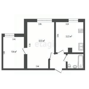 2-к квартира, вторичка, 43м2, 9/9 этаж