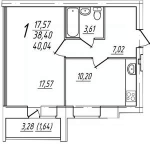 1-к квартира, вторичка, 40м2, 9/9 этаж