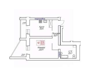 1-к квартира, строящийся дом, 56м2, 2/8 этаж