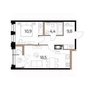 1-к квартира, вторичка, 45м2, 8/17 этаж