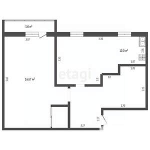 2-к квартира, вторичка, 43м2, 4/5 этаж