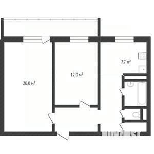 2-к квартира, вторичка, 52м2, 1/9 этаж