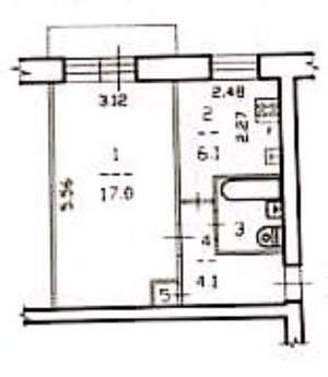 1-к квартира, вторичка, 31м2, 4/5 этаж
