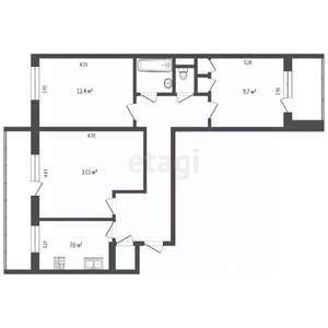 3-к квартира, вторичка, 65м2, 2/9 этаж