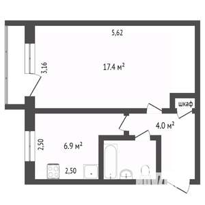 1-к квартира, вторичка, 32м2, 5/5 этаж