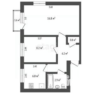 2-к квартира, вторичка, 41м2, 4/5 этаж