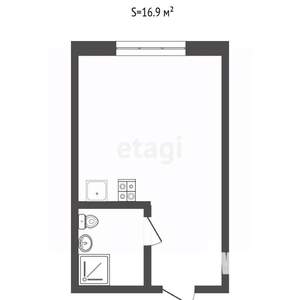 Студия квартира, вторичка, 17м2, 1/5 этаж