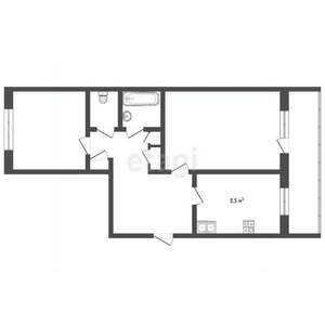 2-к квартира, вторичка, 49м2, 4/5 этаж