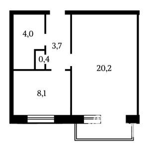 1-к квартира, вторичка, 36м2, 5/5 этаж