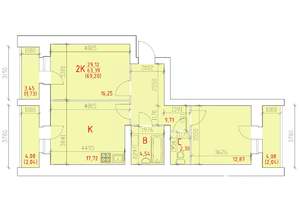 2-к квартира, вторичка, 69м2, 2/12 этаж