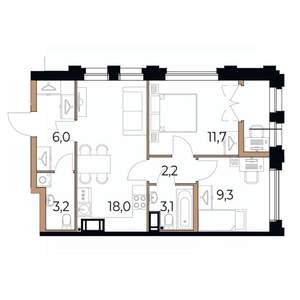 2-к квартира, вторичка, 55м2, 12/17 этаж