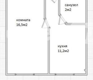 1-к квартира, вторичка, 34м2, 8/9 этаж