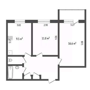 2-к квартира, вторичка, 50м2, 9/9 этаж