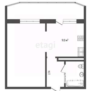 1-к квартира, вторичка, 35м2, 1/10 этаж