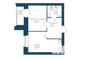 1-к квартира, строящийся дом, 39м2, 12/16 этаж