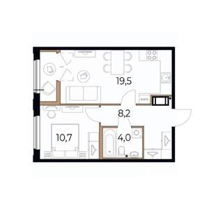 1-к квартира, вторичка, 44м2, 8/17 этаж