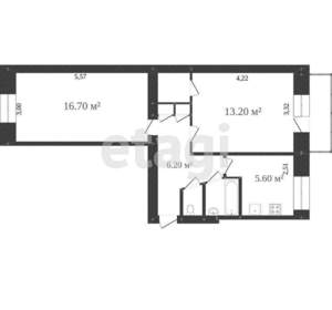 2-к квартира, вторичка, 48м2, 5/5 этаж