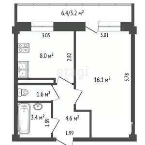 1-к квартира, вторичка, 33м2, 11/14 этаж