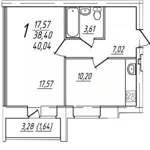 1-к квартира, вторичка, 40м2, 4/9 этаж