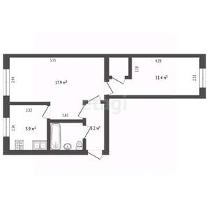 2-к квартира, вторичка, 43м2, 2/5 этаж