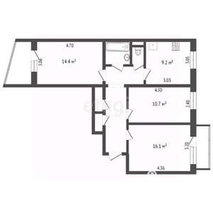 3-к квартира, вторичка, 67м2, 8/9 этаж