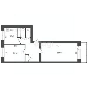 2-к квартира, вторичка, 39м2, 2/5 этаж