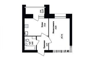 1-к квартира, строящийся дом, 38м2, 10/14 этаж