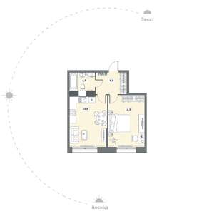1-к квартира, вторичка, 44м2, 7/16 этаж
