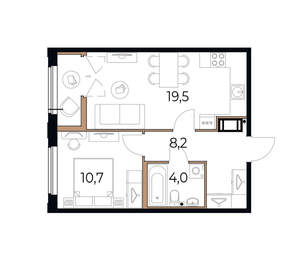 1-к квартира, вторичка, 44м2, 5/17 этаж