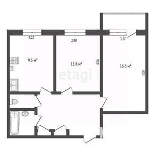 2-к квартира, вторичка, 51м2, 8/11 этаж