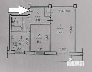 2-к квартира, вторичка, 41м2, 5/5 этаж