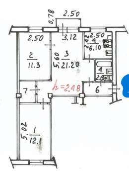 3-к квартира, вторичка, 58м2, 5/5 этаж