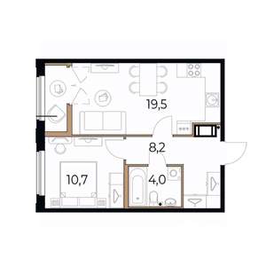 1-к квартира, вторичка, 44м2, 14/17 этаж