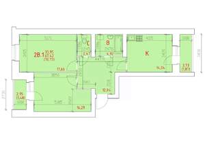 2-к квартира, вторичка, 71м2, 3/12 этаж