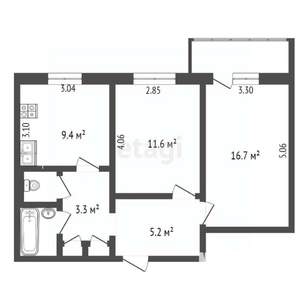 2-к квартира, вторичка, 50м2, 6/10 этаж