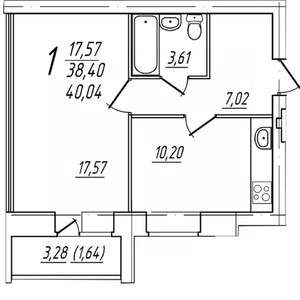 1-к квартира, вторичка, 40м2, 8/9 этаж