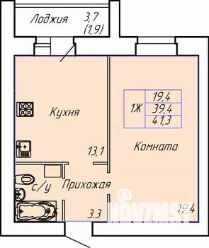 1-к квартира, строящийся дом, 41м2, 7/15 этаж