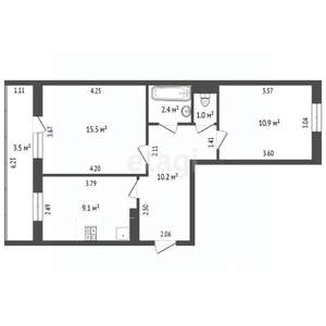 2-к квартира, вторичка, 49м2, 1/5 этаж