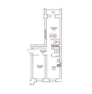 2-к квартира, строящийся дом, 63м2, 1/8 этаж