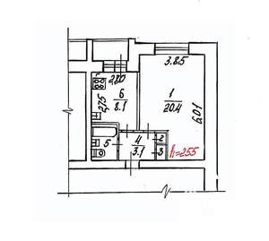 1-к квартира, вторичка, 36м2, 5/5 этаж