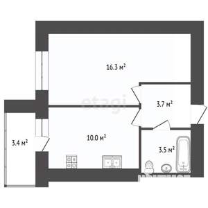 1-к квартира, вторичка, 34м2, 7/16 этаж