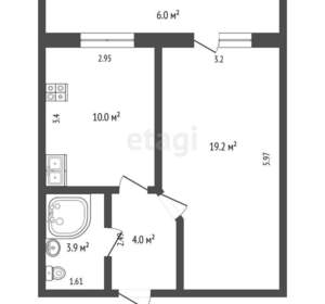 1-к квартира, вторичка, 37м2, 2/10 этаж