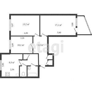 3-к квартира, вторичка, 66м2, 1/9 этаж