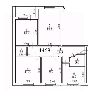 4-к квартира, вторичка, 68м2, 3/9 этаж