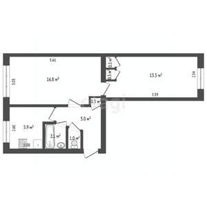 2-к квартира, вторичка, 45м2, 1/5 этаж