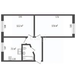 2-к квартира, вторичка, 44м2, 1/5 этаж