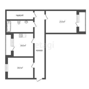 2-к квартира, вторичка, 74м2, 1/5 этаж