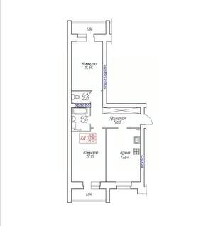 2-к квартира, строящийся дом, 71м2, 1/8 этаж