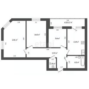 3-к квартира, вторичка, 84м2, 13/16 этаж